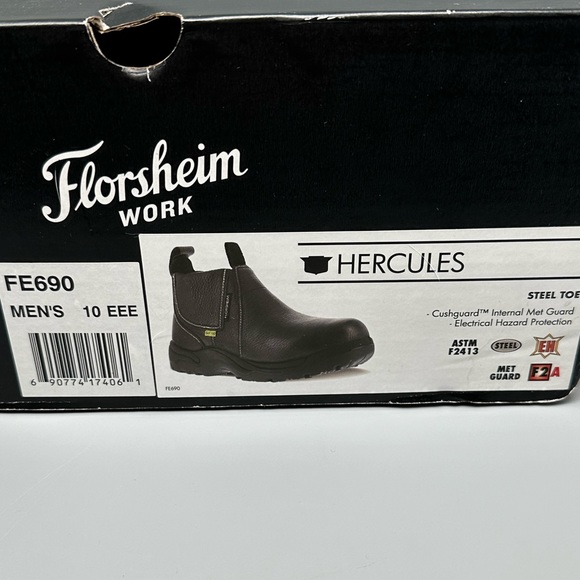 Florsheim Hercules Steel Toe Black Leather Work Boots Men's Sz 10 EEE - Picture 9 of 9